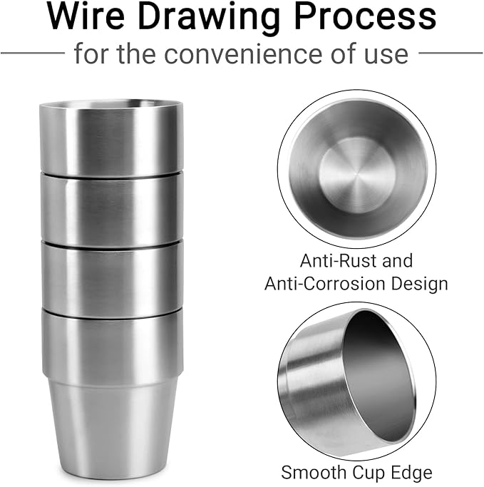 Beasea Stainless Steel Cups 10 oz, 12 Pack Small Stackable Insulated Bulk Stainless Steel Tumbler Cups for Drinking Double Wall Metal Pint Glasses Tin Cups for Home Restaurant Office Party Camping