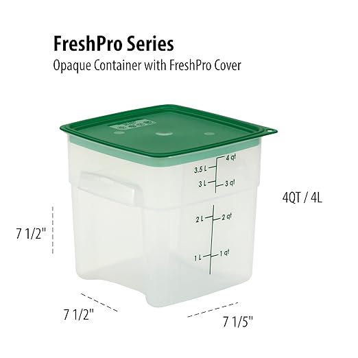 Cambro Food Storage Containers with Lids (Microwave Safe and BPA-Free) - 4 QT (Quart) Square Food Storage Container with Lid (2 Pack)