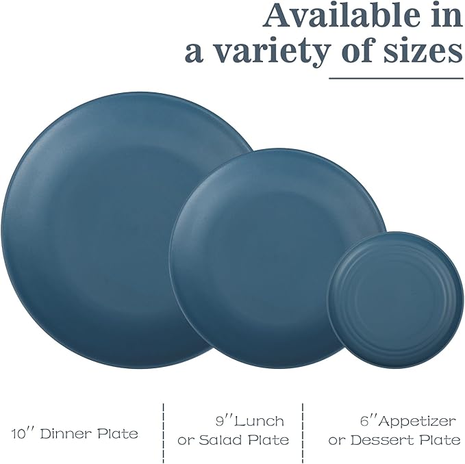 Wheat Straw Dinnerware Sets 40 PCS| Plates and Bowls Sets for 8, Unbreakable Dinner Plate, Dessert Plates, Cereal Bowl, Drinking Cups, Microwave Safe Dishes Set for Kitchen, Outdoor - Multi