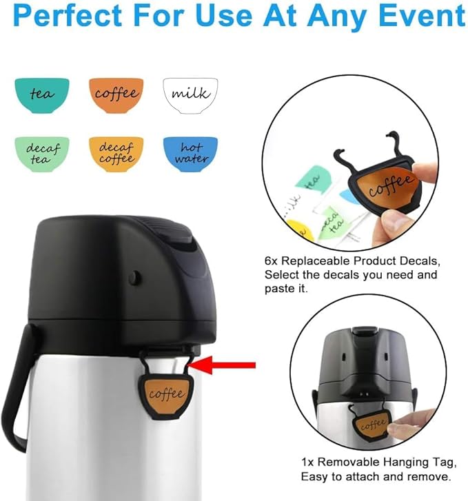 Airpot Coffee Dispenser Thermal with Pump,3L/102 Oz Insulated Stainless Steel Large Airpot Coffee Carafe Lever Action for Hot/Cold Water,Thermal Carafe for Hot Cocoa for Parties
