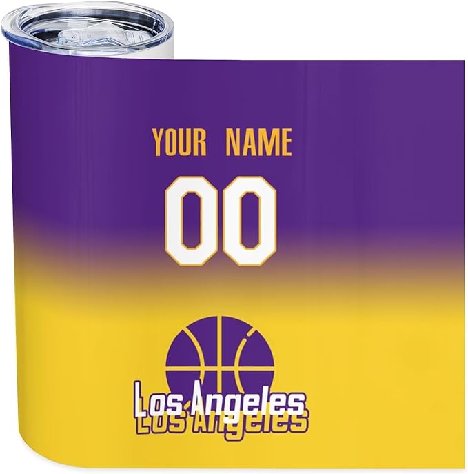 Custom Tumblers Stainless Steel Cup Personalized Basketball Insulation Travel Mug Add Your Name Number 20 oz Fans Gift for Men Women