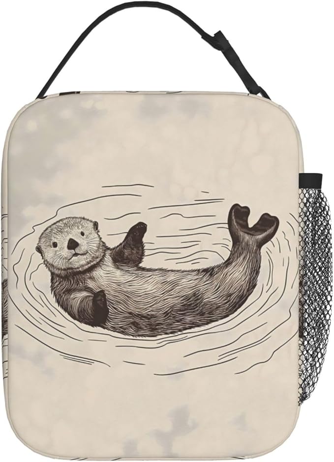 Cheerful Otter Lunch Box for Women Men, Insulated Lunch Box, Reusable Lunch Bag for Office, Work, Picnic, Travel