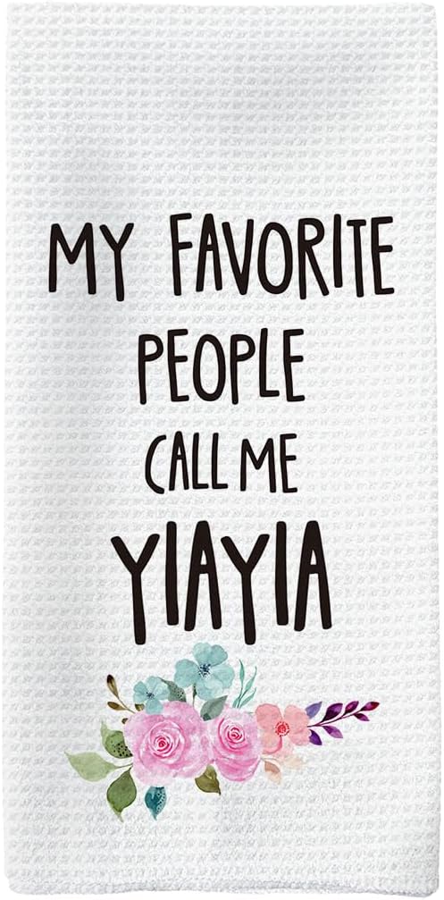 Yiayia Gifts Kitchen Towels, Yiayias Gifts for Grandma Hand Towels, Yiayias Grandma Mother's Day Dish Tea Towel for Kitchen, My Favorite Call Me Yiayia Kitchens Decor, 16x24inch
