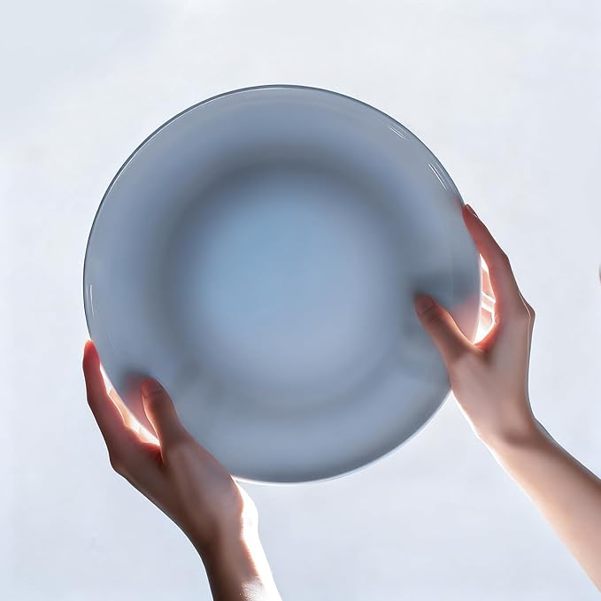 KINGSTONE Bone China Dinnerware Sets, 12-Piece Dinnerware Set for 4, Lightweight Durable, Dishwasher Safe, Tableware for Daily Use with Elegant Design, Blue