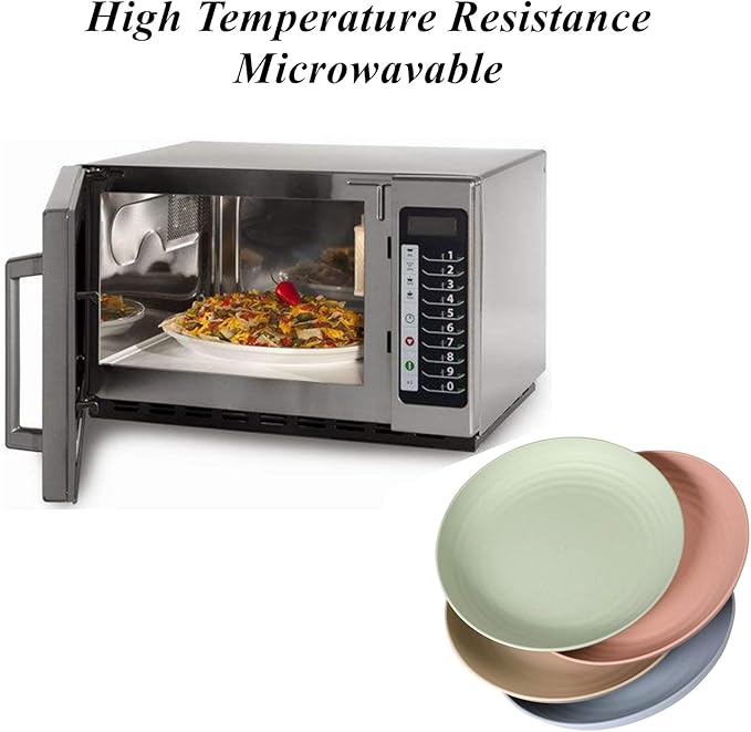 Wheat Straw Plates Lightweight Unbreakable Dinner Dishes Plates Set Dishwasher & Microwave Safe (Extra Large 8 Pack 10')