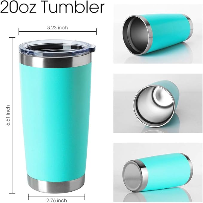 HASLE OUTFITTERS 20oz Tumblers Bulk Stainless Steel Cup with Lid Double Wall Vacuum Insulated Coffee Mug for Cold & Hot Drinks 1 Pack, Light Blue