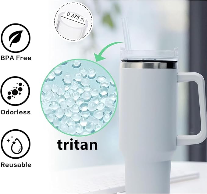 Straw Replacement for Stanley Cup 40 oz | 6 PCS Reusable Straws with Stanley 40oz Tumblers | Reusable Tritan Straws with 1 Cleaning Brush | 12 inch Tumbler Accessories, BPA-Free Dishwasher Safe Clear