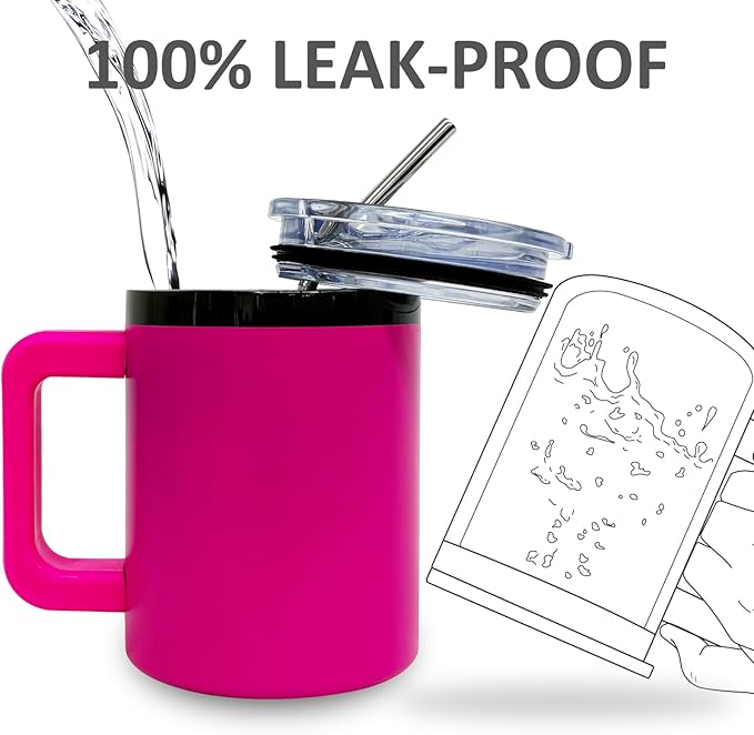 10 oz Tumbler with Handle and Straw Stainless Steel Insulated Coffee Mug for Laser Graving Powder Coated Cup with Black Plated(Mix,12 pack)