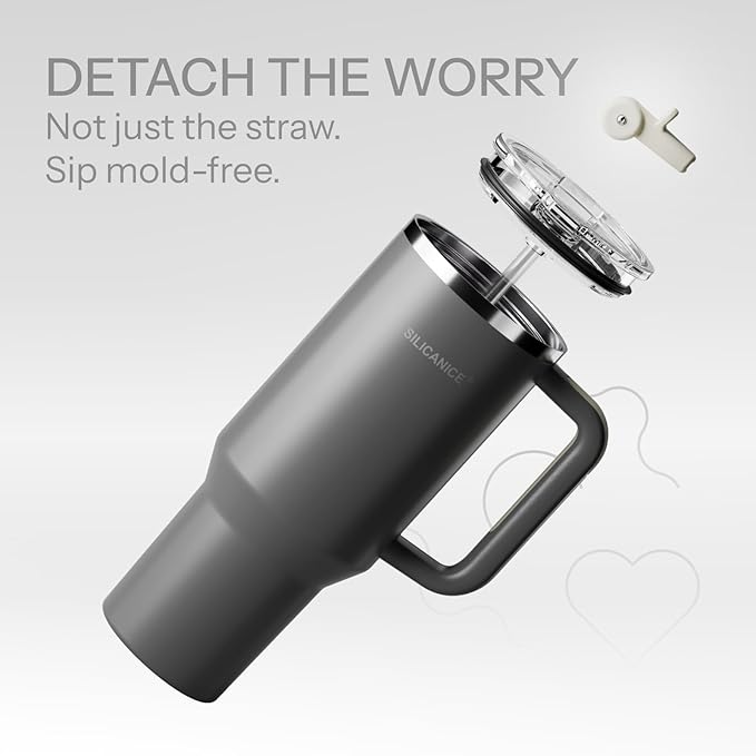 Easy Clean Pro Tumbler - 40 oz Water Bottle with Handle Quick-Disassemble Flip Straw, Leakproof Insulated Stainless Steel, Dishwasher Safe, BPA-Free Gifts for Women & Men