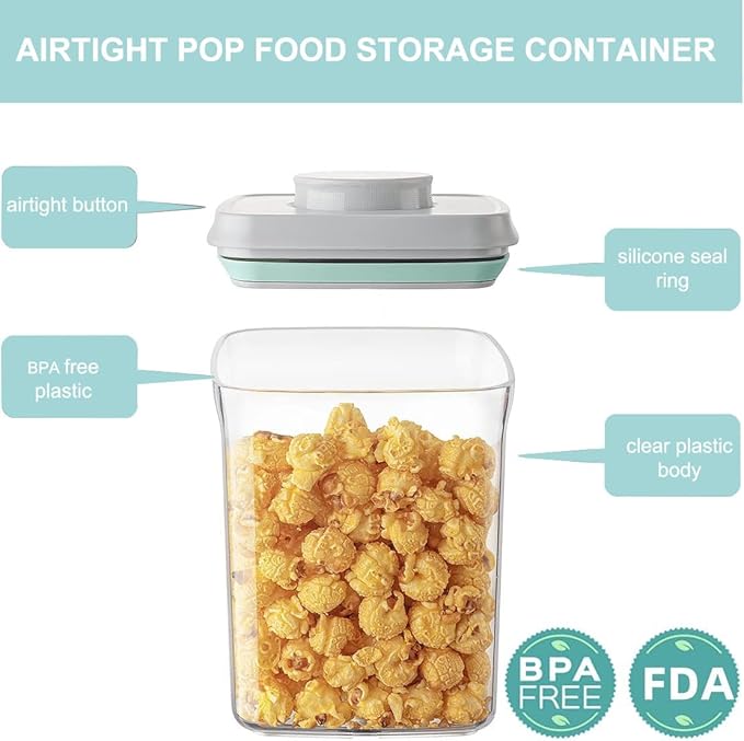Airtight Food Storage Container - Pop Containers Food Dispenser With Lids, Bpa Free Stackable Container for Coffee Cereal Flour Spaghetti Rice Kitchen Organizer (1.2qt / 1200ml)