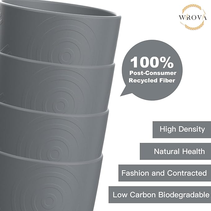 Wheat Straw Cups 8 PCS Good Alternative to Plastic Reusable Cups 12 oz Unbreakable Drinking Cup Reusable Dishwasher Safe Water Plastic Glasses Grey