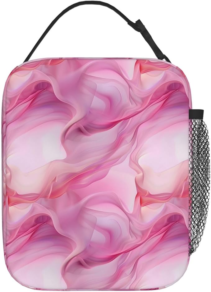 Pink Marble Lunch Box for Women Men, Insulated Lunch Box, Reusable Lunch Bag for Office, Work, Picnic, Travel