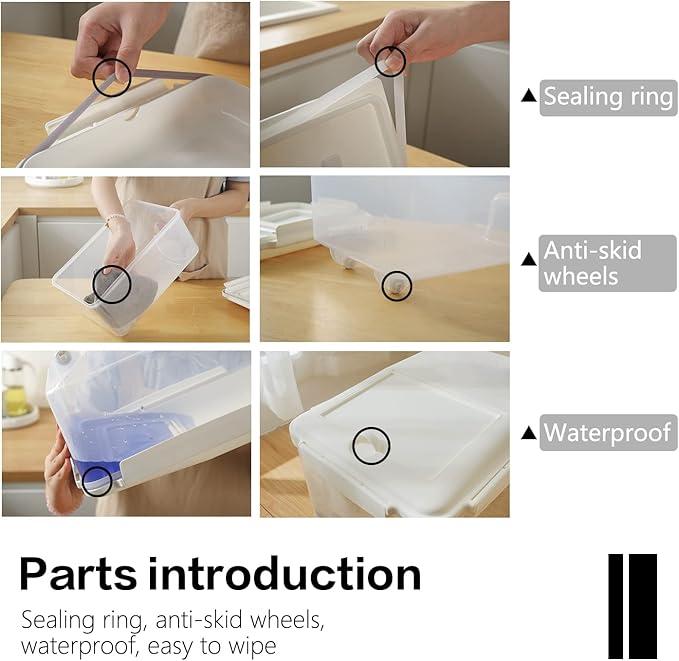 Rice Dispenser 20 Lbs Storage Container Bin with Measuring Cup Food Cereal Container Bins Household for Kitchen Pantry Organization (20lbs)