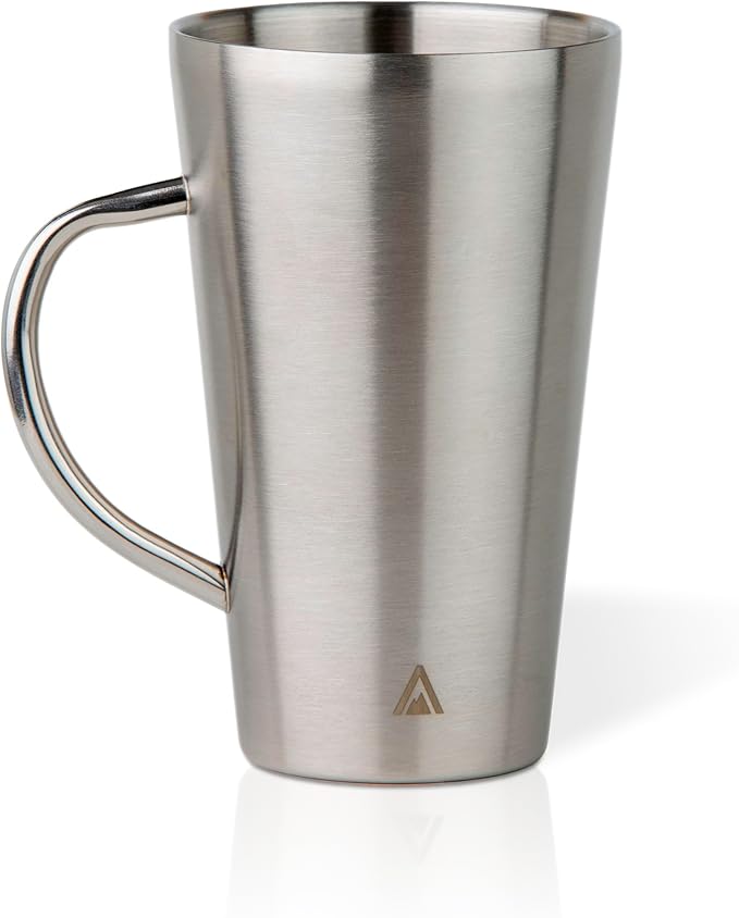 BigBak - 12oz Stainless Steel Mugs with Handle - 2-Pack, Double Wall Insulated Coffee Cups for Camping, Travel & Home