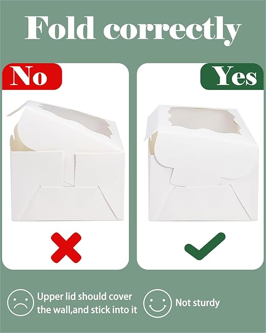 qiqee Bakery Box with Window 36packs 6x6x3 Red Cookie Boxes Pastry Box for Wedding Favor Party ＆ Birthday