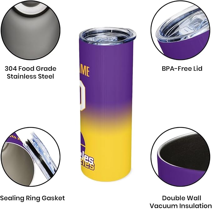 Custom Tumblers Stainless Steel Cup Personalized Basketball Insulation Travel Mug Add Your Name Number 20 oz Fans Gift for Men Women