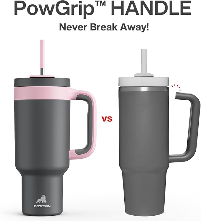 40 oz Tumbler with Handle, 2-in-1 Straw and Sip Lid, Leakproof, Dishwasher Safe, Insulated Stainless Steel Travel Coffee Mug, Keeps Cold for 34 Hours, Fits in Car Cup Holder (Rebellion)