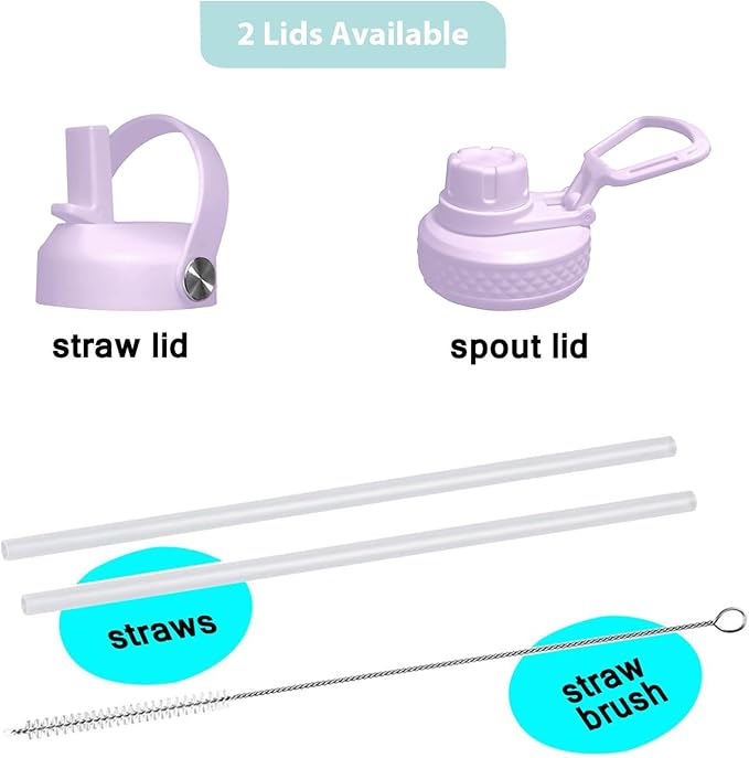 SENDESTAR 32oz Water Bottle Wide Mouth Stainless Steel Vacuum Insulated Double Wall with 2 Straw Lids Fit in Any Car Cup Holder TXIN-32-LV-1