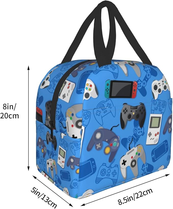 Video Game Portable Lunch Tote Bag Reusable Lunch Box for Men and Women Perfect for Camping/Hiking/Picnic/Beach/Travel