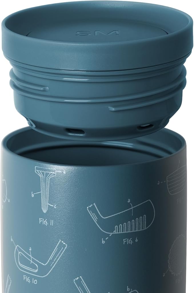 Simple Modern Father's Day Signature Voyager | 16oz Travel Coffee Mug Tumbler with 360° Lid | Gifts for Dad, Him | Ceramic-Lined Insulated Stainless Steel Cold Brew Iced Coffee Cup | Golf Schematics