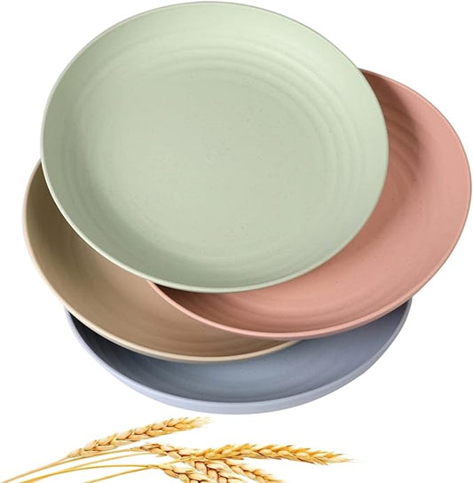 Wheat Straw Plates Lightweight Unbreakable Dinner Dishes Plates Set Dishwasher & Microwave Safe (Extra Large 4 Pack 10')