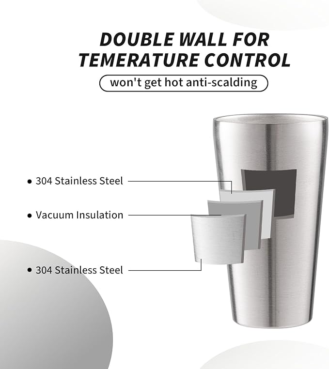 12 Pack 18.6 oz Stainless Steel Insulated Cup, Double Wall Vacuum Metal Cup, Reusable Camping Cups Unbreakable Indoor Outdoor for Party, Home, Office, BBQ, Silver