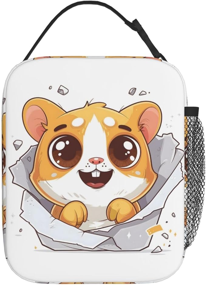 Cheerful Hamster Lunch Box for Women Men, Insulated Lunch Box, Reusable Lunch Bag for Office, Work, Picnic, Travel