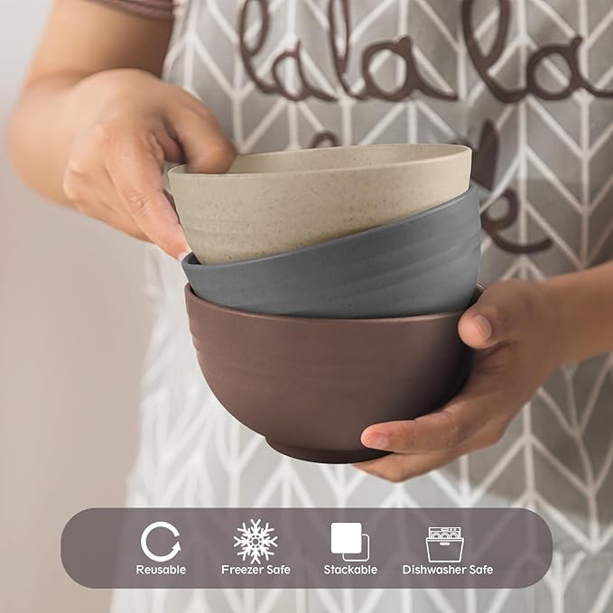 Teivio 32-Piece Kitchen Plastic Wheat Straw Dinnerware Set,Service for 8,Unbreakable Dinner Plates, Bowls,Cups,Farmhouse Outdoor Camping Dishes for Rustic Life/Country/Vintage Colorful,Aesthetic