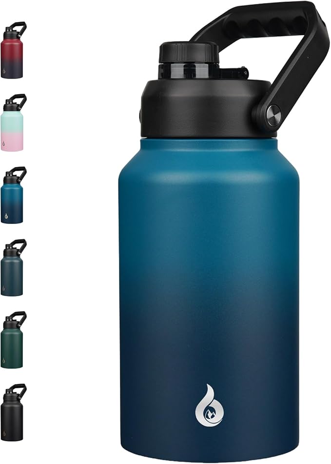 BJPKPK 87oz Insulated Water Bottle, Dishwasher Safe 2/3 Gallon Water Bottle with Ergonomic Handle, BPA Free Leak Proof Water Jug, Stainless Steel Metal Water Bottle with Anti-slip Bottom,Vast
