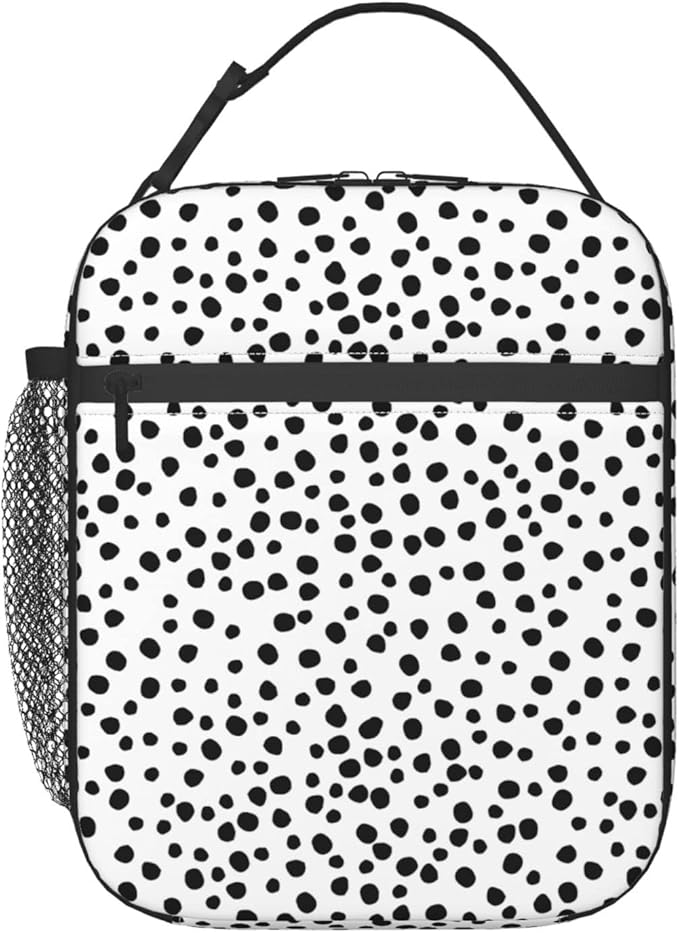 Polka Dot Lunch Box for Women Adults Washable Thermal School Lunch Bag Reusable Insulated Durable for Girls Boys Kids