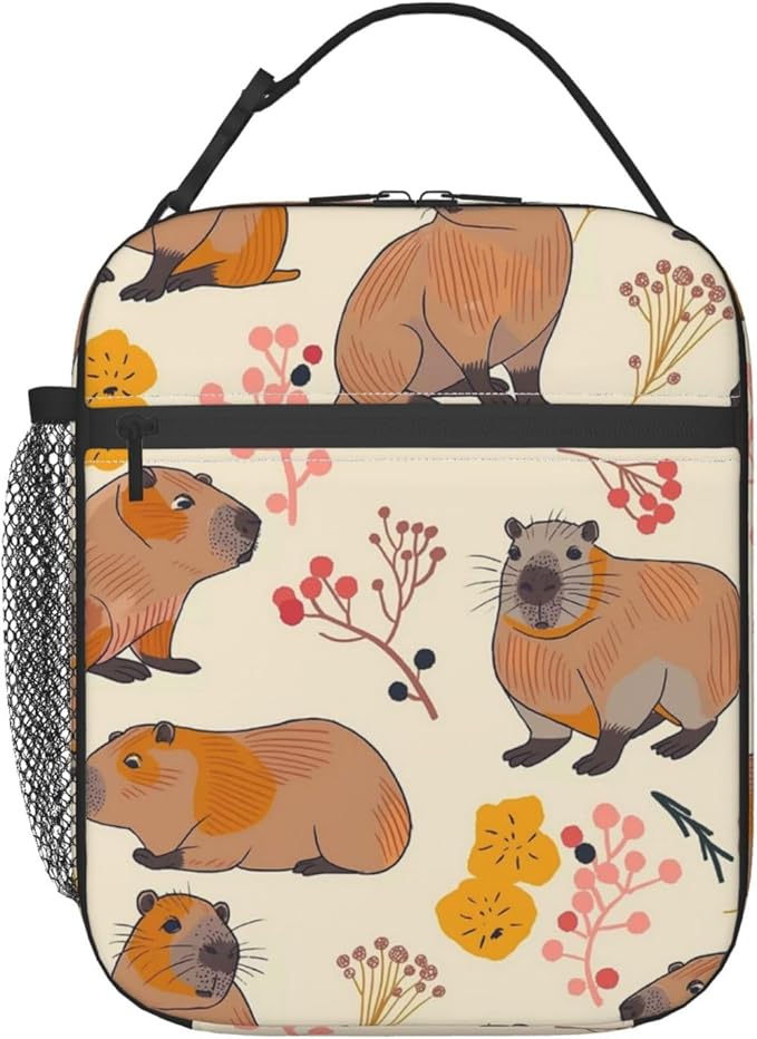 Capybara Lunch Box for Adults Women Girls Boys Kids Cute Animal Lunch Box Insulated Cooler Reusable Lunch Bag Container Gifts for Work Office Picnic Travel School