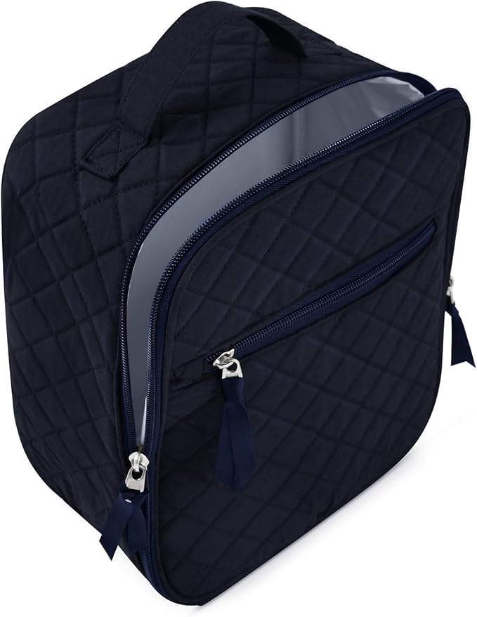 Aileam Lunch Box Lunch Bag for Women Cute Girls Lunch Box Insulated Womens Lunch Bag For Work Quilted Large Capacity Reusable Insulated Cooler for Work School Picnic Travel, Navy Blue