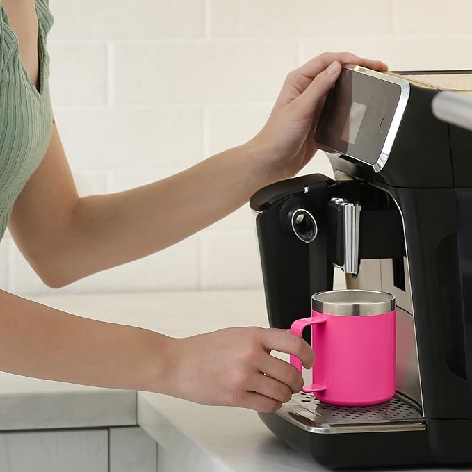 ALOUFEA 12oz Insulated Coffee Mug Cup with Handle, Stainless Steel Travel Coffee Mug with Flip Lid, Double Wall Vacuum Coffee Tumbler,Ocean Teal