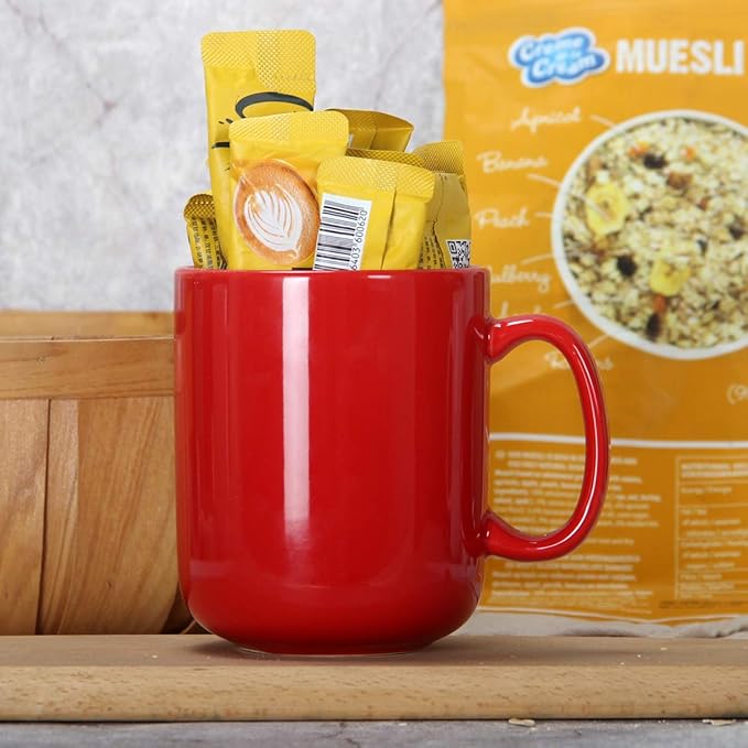 Smilatte 20 OZ Large Coffee Mug, M016 Plain Ceramic Boss Big Tea Cup with Handle for Dad Men, Red