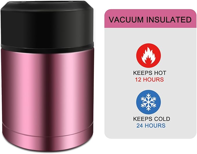 28oz Soup Thermos, Stainless Steel Thermos for Hot Food, Wide Mouth Food Thermos Jar, Insulated Lunch Container Leak Proof Vacuum Thermal Flask(rosered)