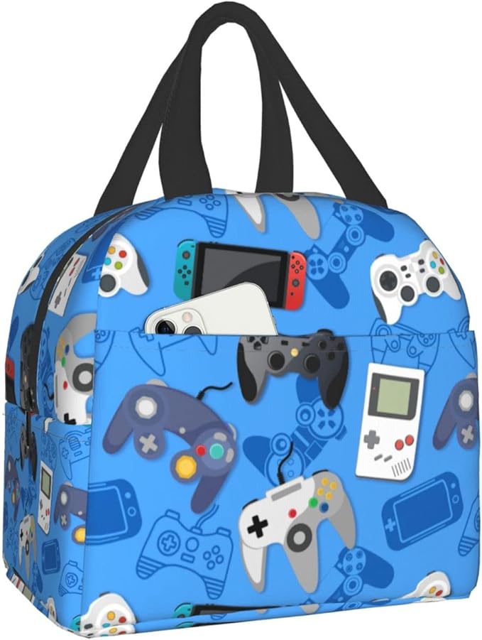 Video Game Portable Lunch Tote Bag Reusable Lunch Box for Men and Women Perfect for Camping/Hiking/Picnic/Beach/Travel