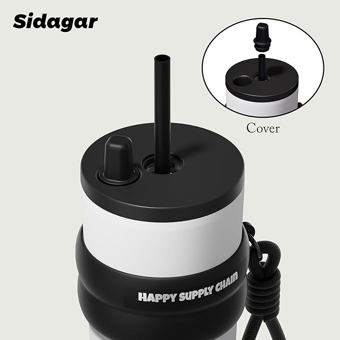 24 oz Stainless Steel Tumbler with Lid and Straw, Insulated Water Bottle Leak Proof for Hot and Cold, Portable Travel Coffee Mug, Reusable Coffee Cup for Women, White