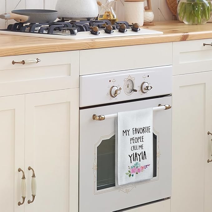 Yiayia Gifts Kitchen Towels, Yiayias Gifts for Grandma Hand Towels, Yiayias Grandma Mother's Day Dish Tea Towel for Kitchen, My Favorite Call Me Yiayia Kitchens Decor, 16x24inch