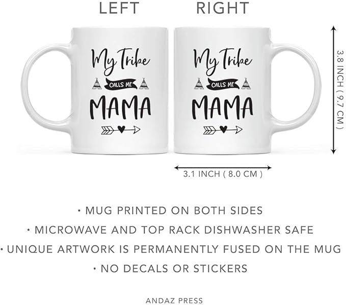 Andaz Press Mother's Day 11oz. Ceramic Coffee Tea Mug Gift for Mom, My Tribe Calls Me Mama, 1-Pack