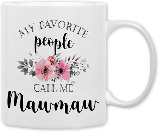 QASHWEY Mawmaw Coffee Mug, Mawmaw Gifts for Grandma, MawmawGifts from Grandkids, Mothers Day Mug Tea Cup Gifts for MamawGrandma, My Favorite People Call Me MawmawCoffee Cup Ceramic 11oz
