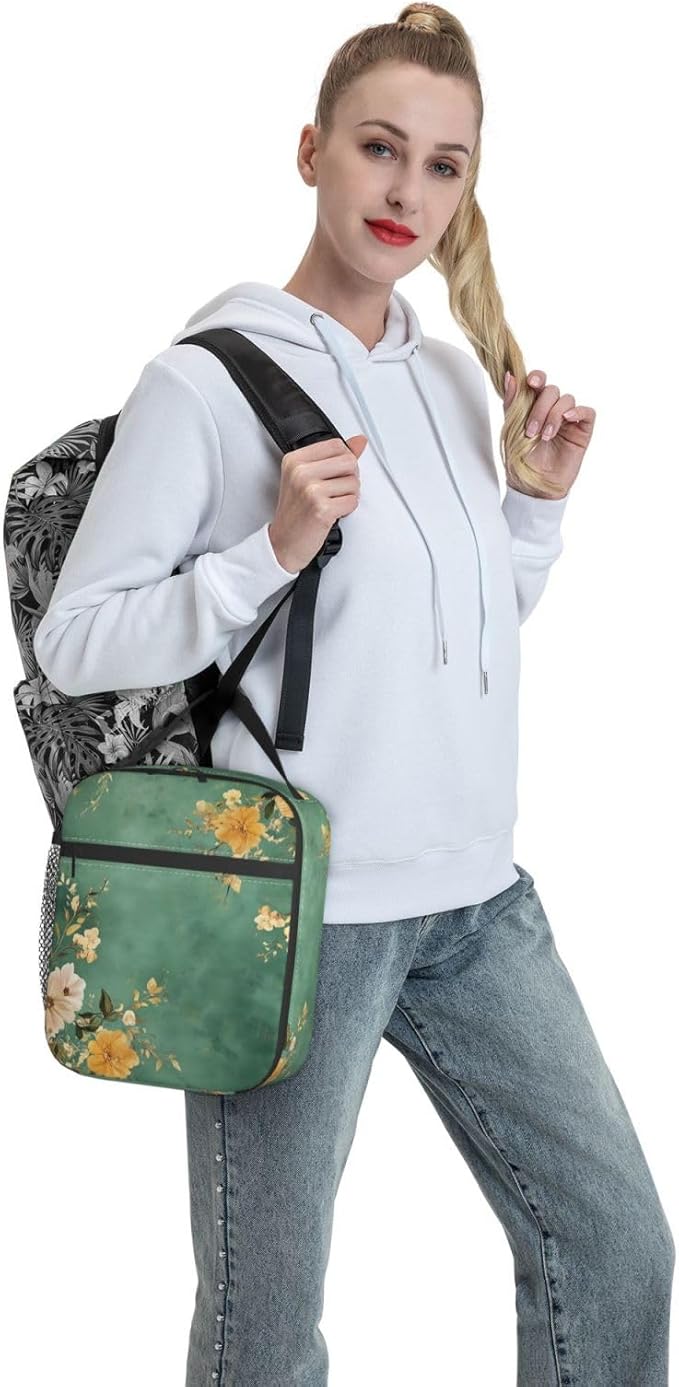 Sage Green Insulated Lunch Box for Women Men Sage Green Lunch Bag for Travel,or Fishing Polyester