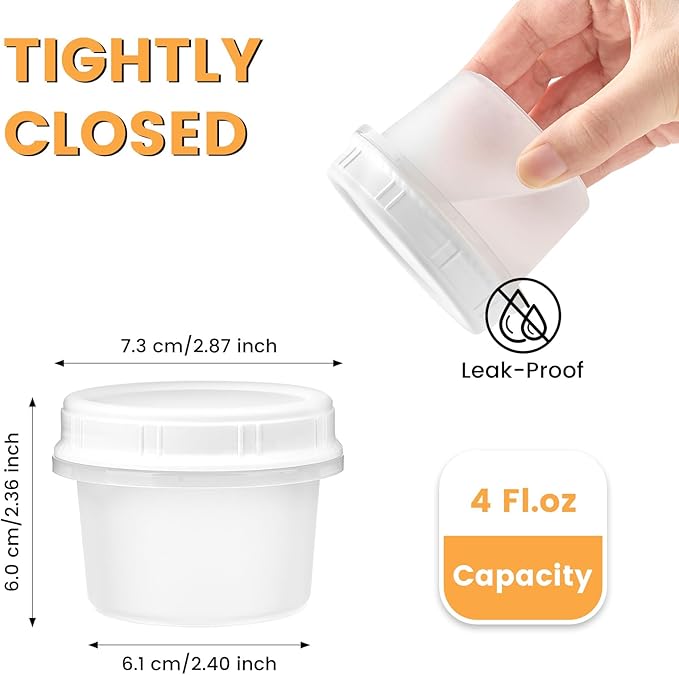 TUZAZO 4 Oz Small Freezer Containers with Lids 12-Count BPA Free Small Plastic Food Storage Containers for Snack, Sauce, Jam and Puree, Reusable Plastic Ice Cream Containers