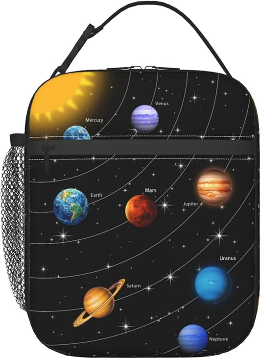 Planet Star Insulated Lunch Box for Girls Boys Kids Galaxy Solar System Lunch Bag for Women Men Adult Reusable Cooler Tote Bag for School Work Office Picnic Travel Hiking