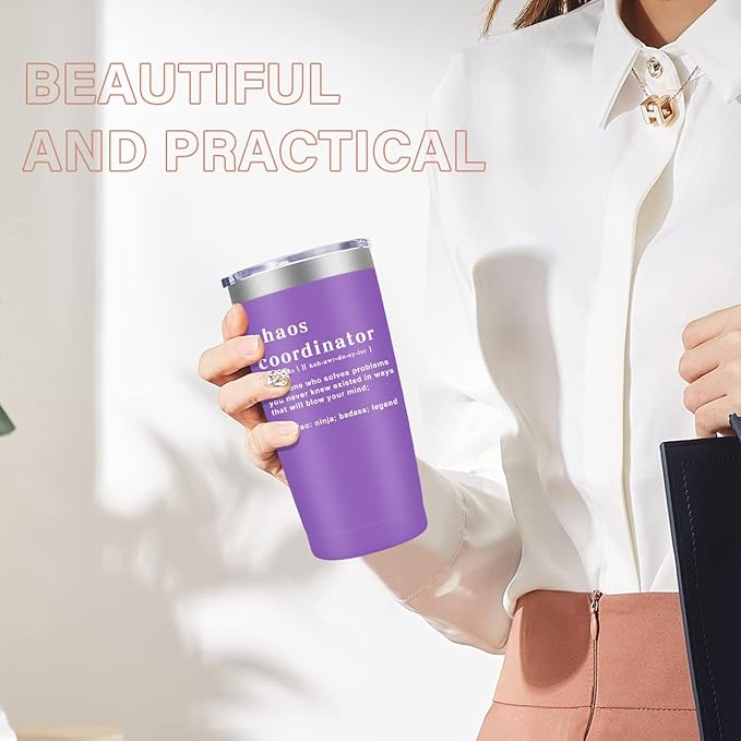 MFGNEH Chaos Coordinator Gifts,Gifts for Women - Christmas Gift for Women,Boss Lady,Teacher,Nurse Coworker,Birthday Gift,Thank You,Boss Day,Administrative Professional Day,20 oz Purple Tumbler
