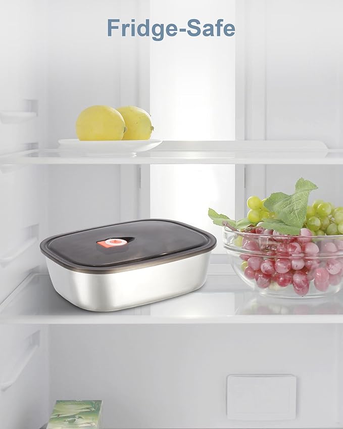 1.5L Lunch Box Inner Container with Lid, Single Compartment Stainless Steel Food Container, Removable Replacement Tray, Dishwasher Safe