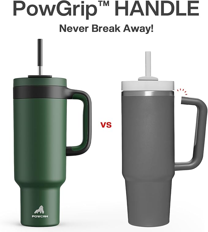 50 oz Tumbler with Handle, 2-in-1 Straw and Sip Lid, Leakproof, Dishwasher Safe, Insulated Stainless Steel Travel Coffee Mug, Keeps Cold for 34 Hours, Fits in Car Cup Holder (Forest)