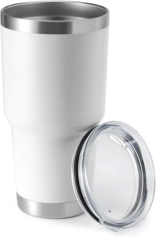 HASLE OUTFITTERS 30oz Stainless Steel Tumbler, Double Wall Vacuum Insulated Travel Mug Tumbler, Durable Insulated Coffee Mug, Gift Box Set (White, 1)