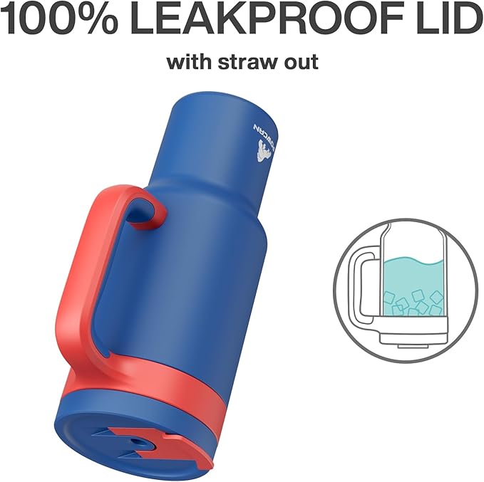 40 oz Tumbler with Handle, 2-in-1 Metal Straw and Sip Lid, Leakproof, Dishwasher Safe, Insulated Stainless Steel Travel Coffee Mug, Keeps Cold for 34 Hours, Fits in Car Cup Holder (Heroic)