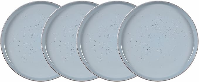 HomeVss, Nordic Shape Rising Rim Stoneware 20pc Dinnerware Set, Matte Light Blue with Speckled Finished Effect