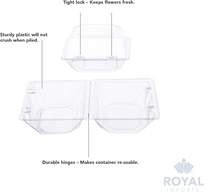 Royal Imports Clear Plastic Flower Box for Corsage, Boutonniere, Rose, Orchid Prom Wedding Craft Container 5x4x3-10 Pack